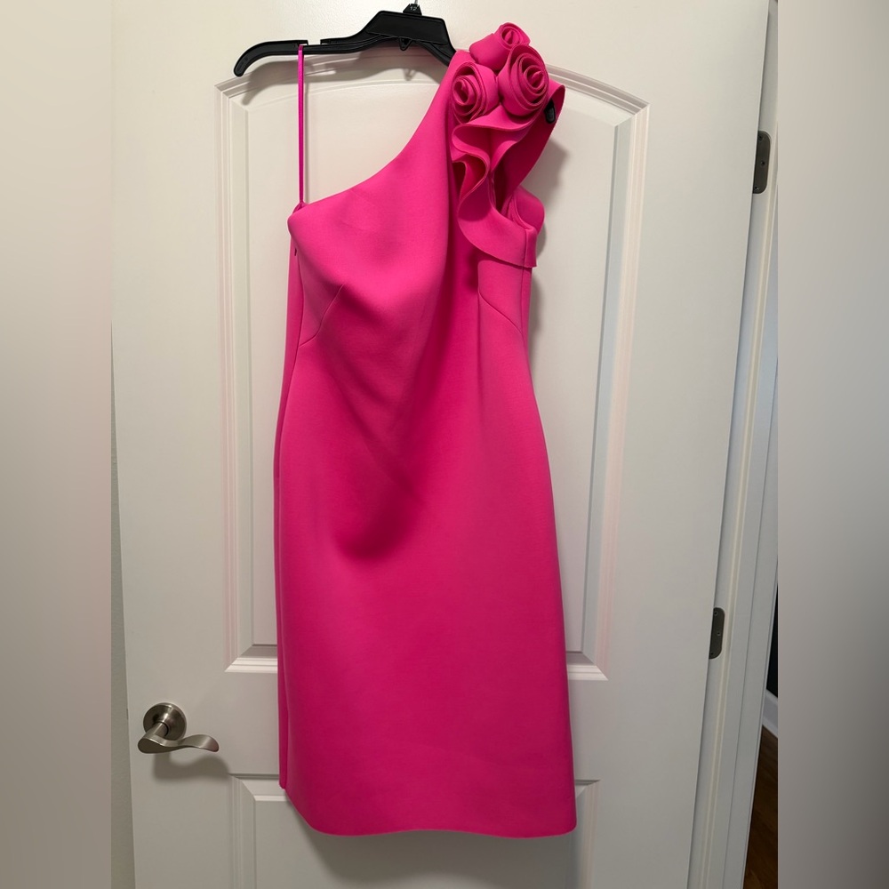 Eliza J Vibrant Pink One-Shoulder Cocktail Dress size 12W